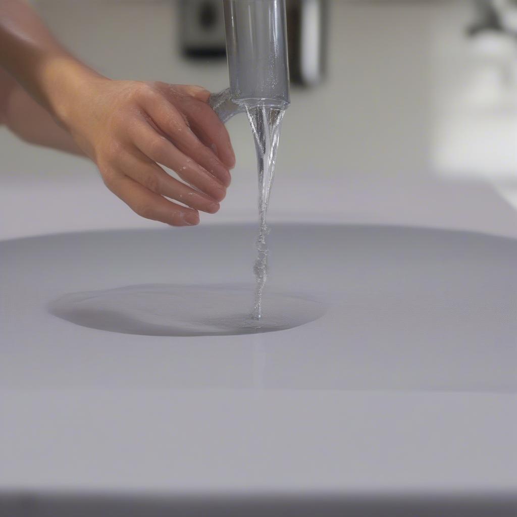 Demonstration of the waterproof properties of an eforcurtain table cover