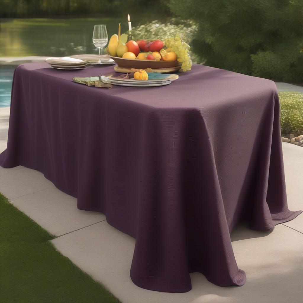 Waterproof Waffle Weave Table Cover in Eggplant