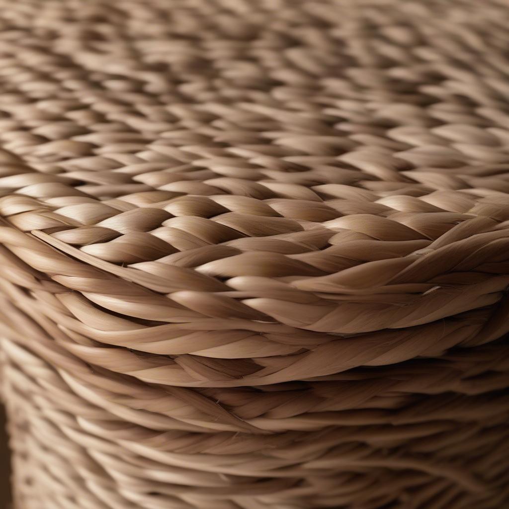 Close-up view of the Weaver Counter Table's weaving and material