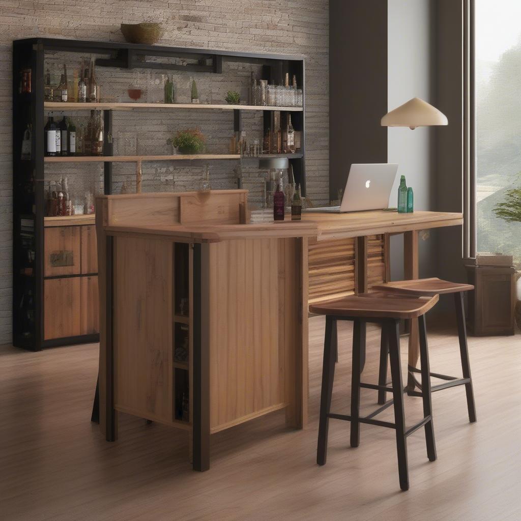 Weaver Counter Table as Home Bar and Workspace