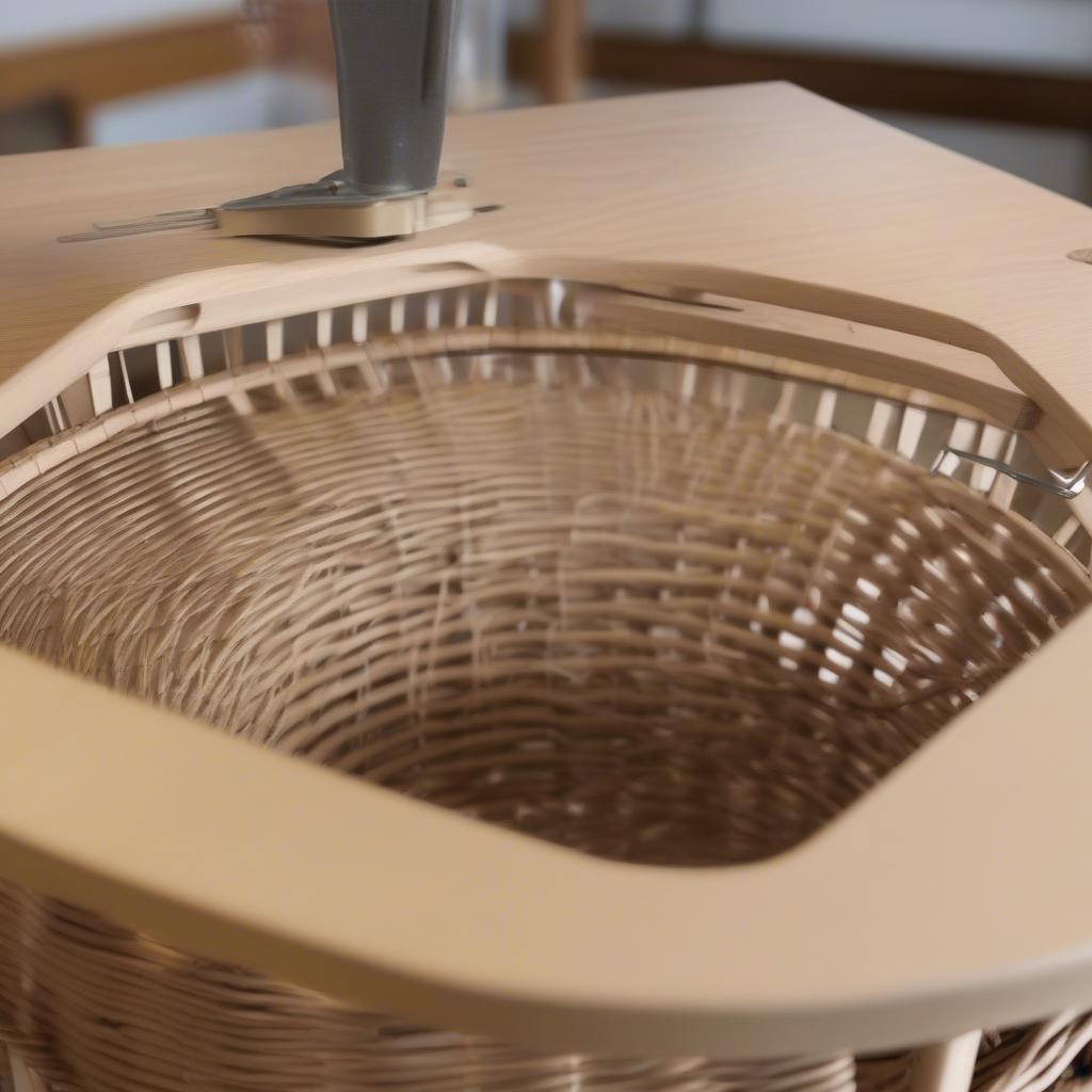 Weaver Shaper Table Rotating Top with Basket Weaving in Progress