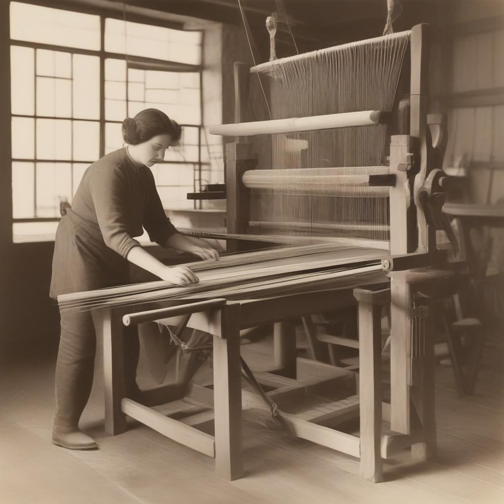 Weaver Using a 4-Shaft Table Loom