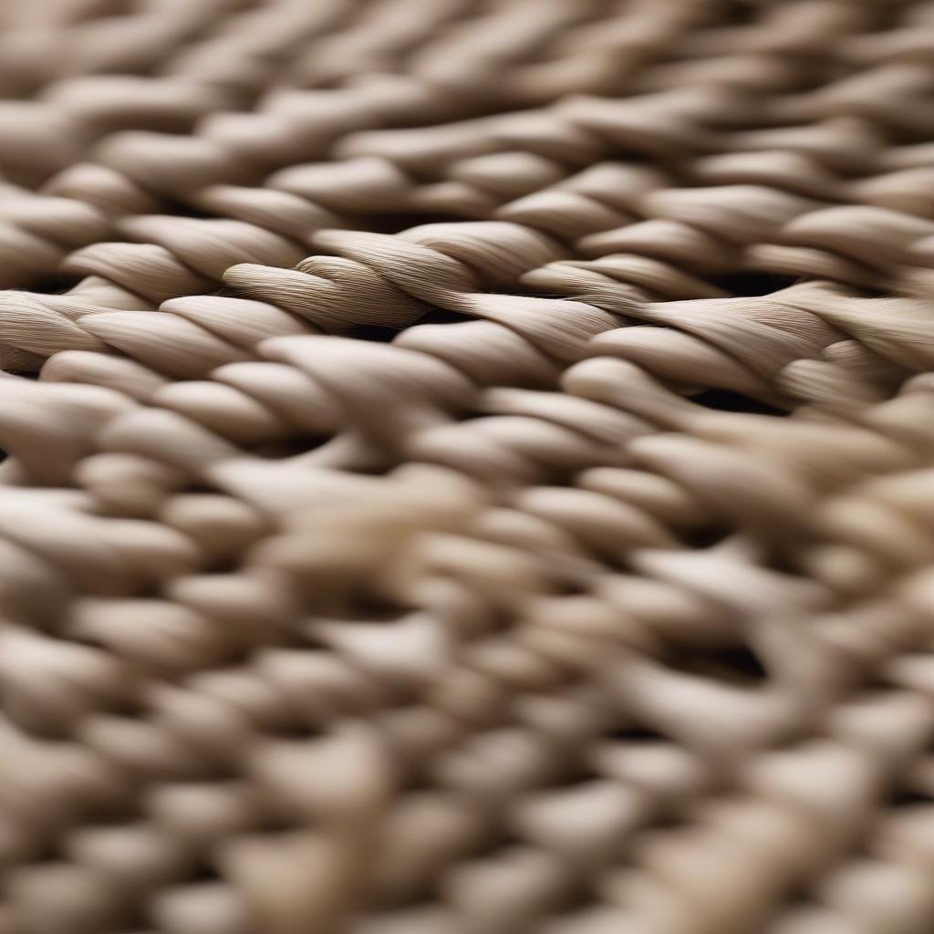 Close-up of a weaving chair showcasing the intricate detail of natural fiber weaving