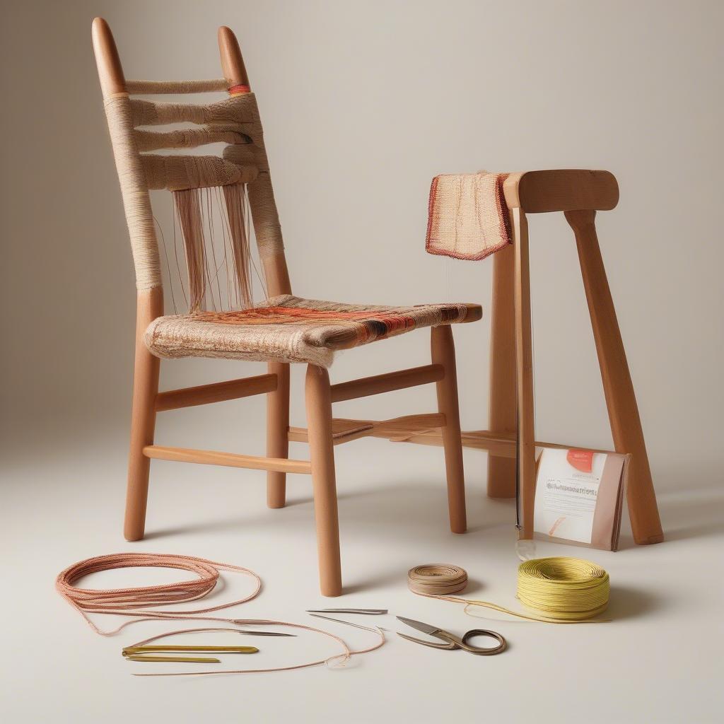 Preparing to Weave a Chair Seat with Cord