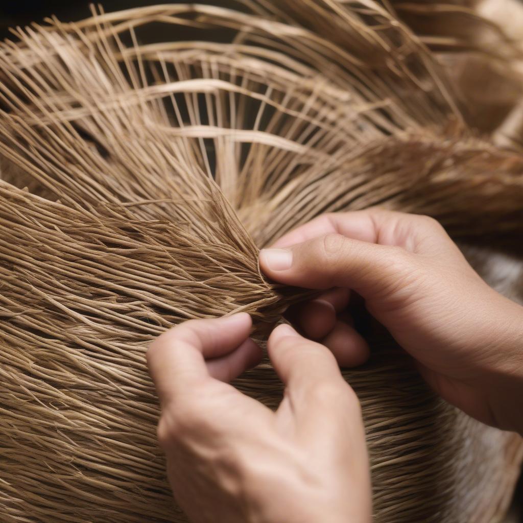 Starting the Coconut Hat Weaving Process