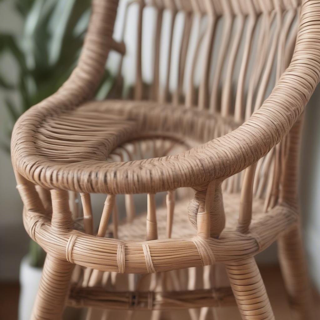 A traditional weaving folk art chair with intricate patterns and natural materials.