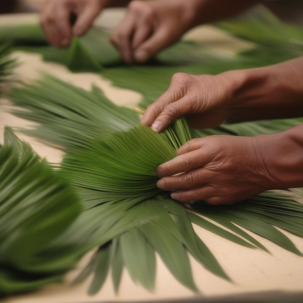 Preparing Lauhala for Weaving a Hawaiian Hat