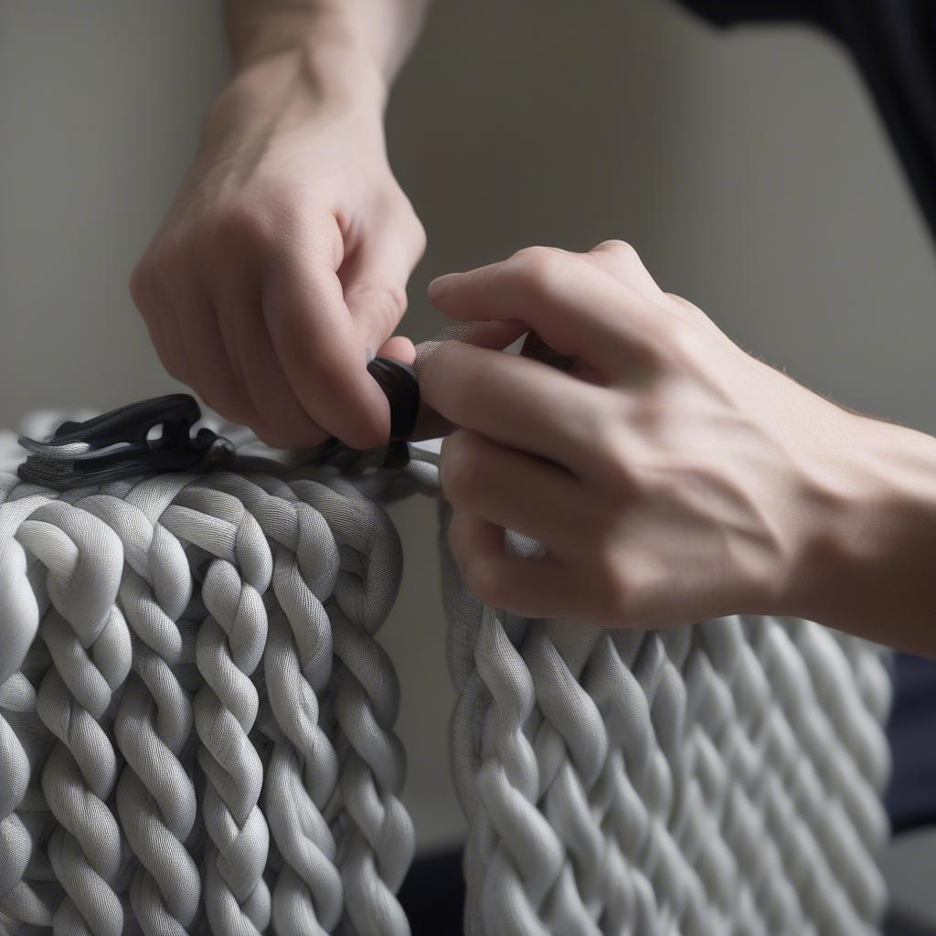 Weaving the Herringbone Pattern with Paracord on a Chair Frame