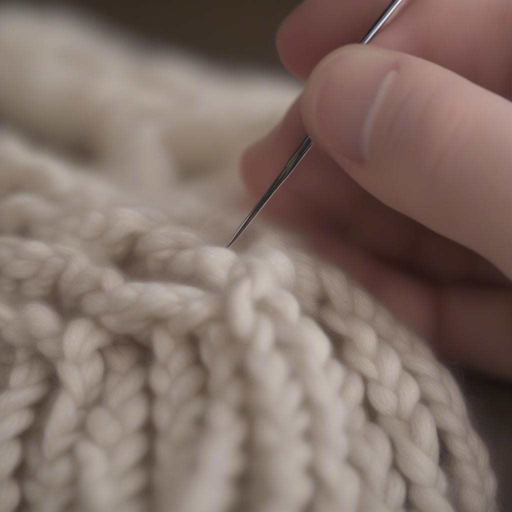 Invisible Method for Weaving in Ends on a Hat