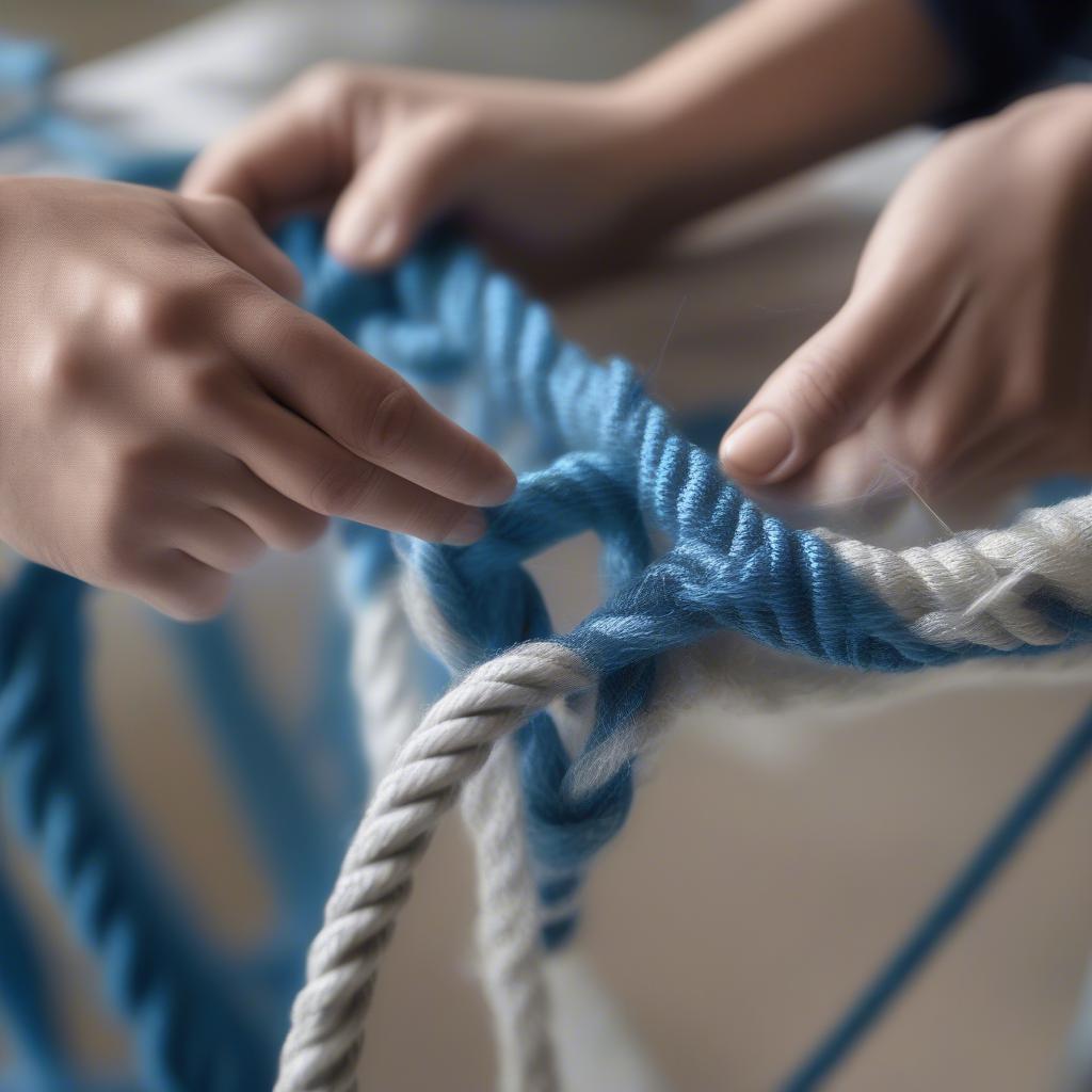 Weaving the Nylon Rope onto the Chair Seat