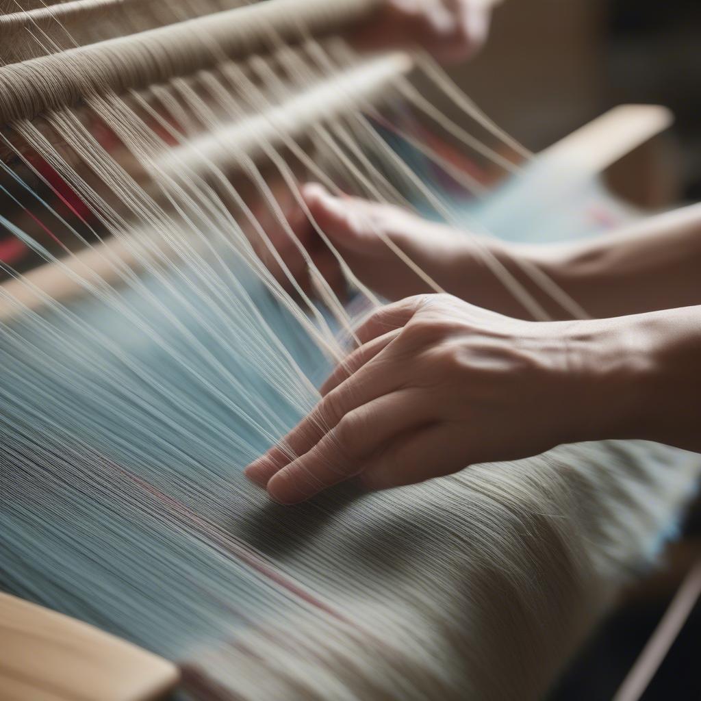 Weaving on a table top loom