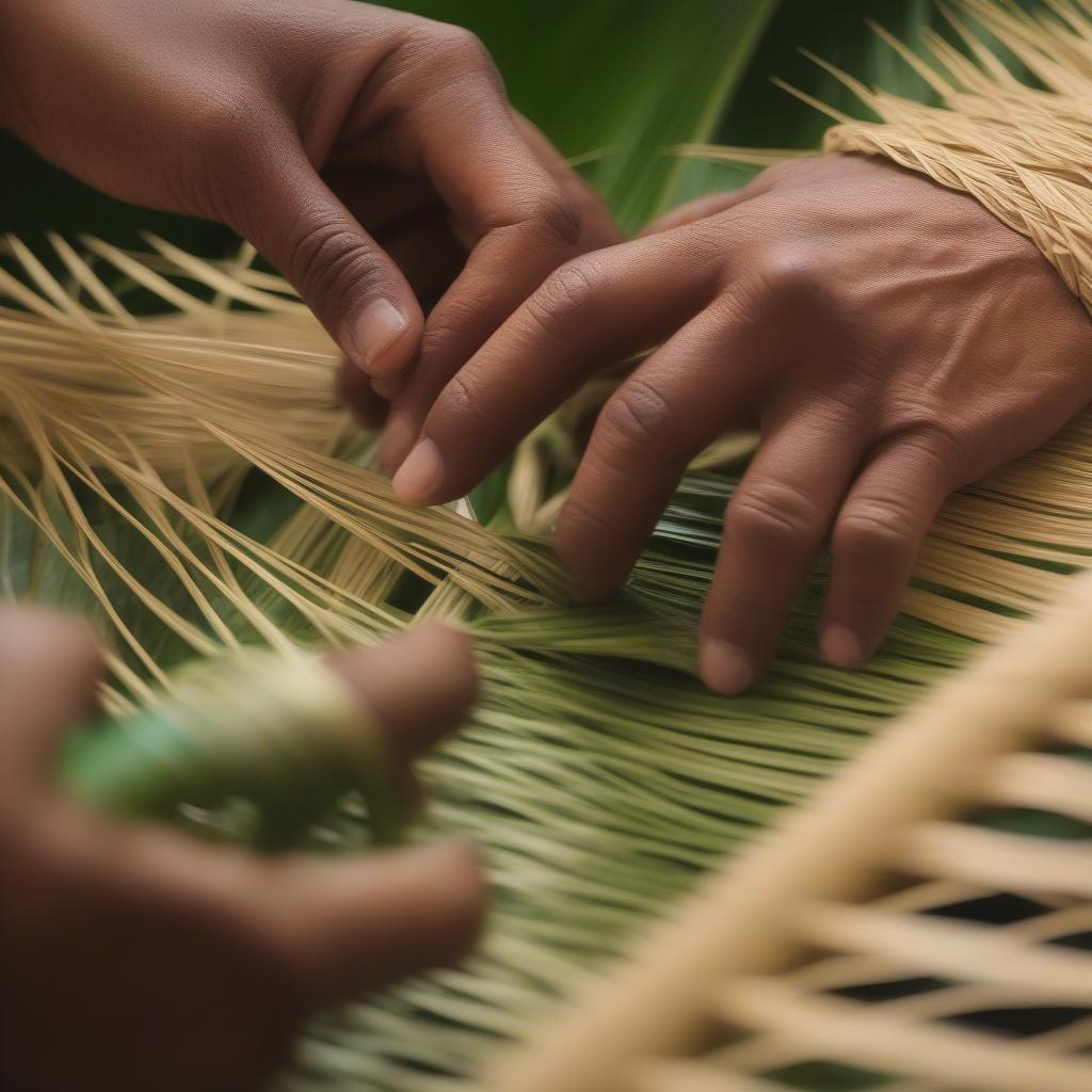 Weaving a Palm Leaf Hat