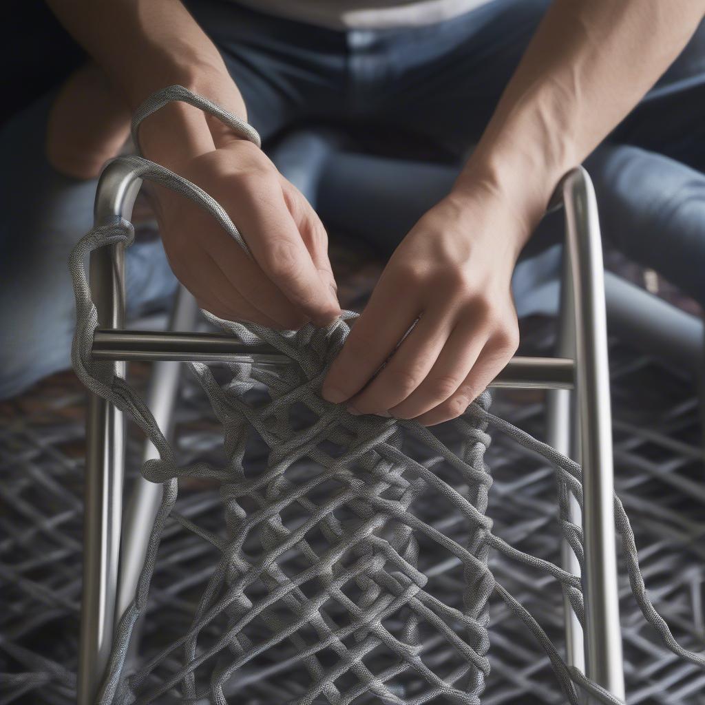 Weaving Paracord onto a Metal Chair Frame