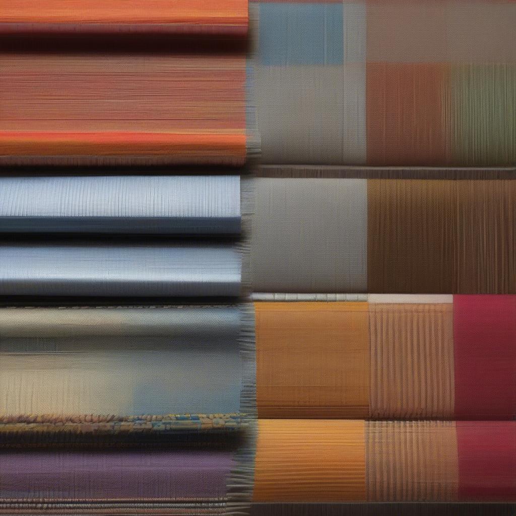 Close-up of woven fabric on a table loom, showcasing different weaving patterns.