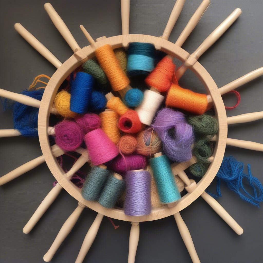 Yarn and a Weaving Peg Loom