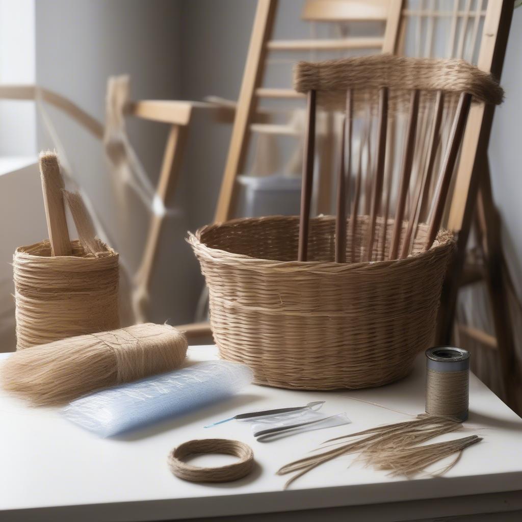 Preparing to Weave a Rush Chair Seat