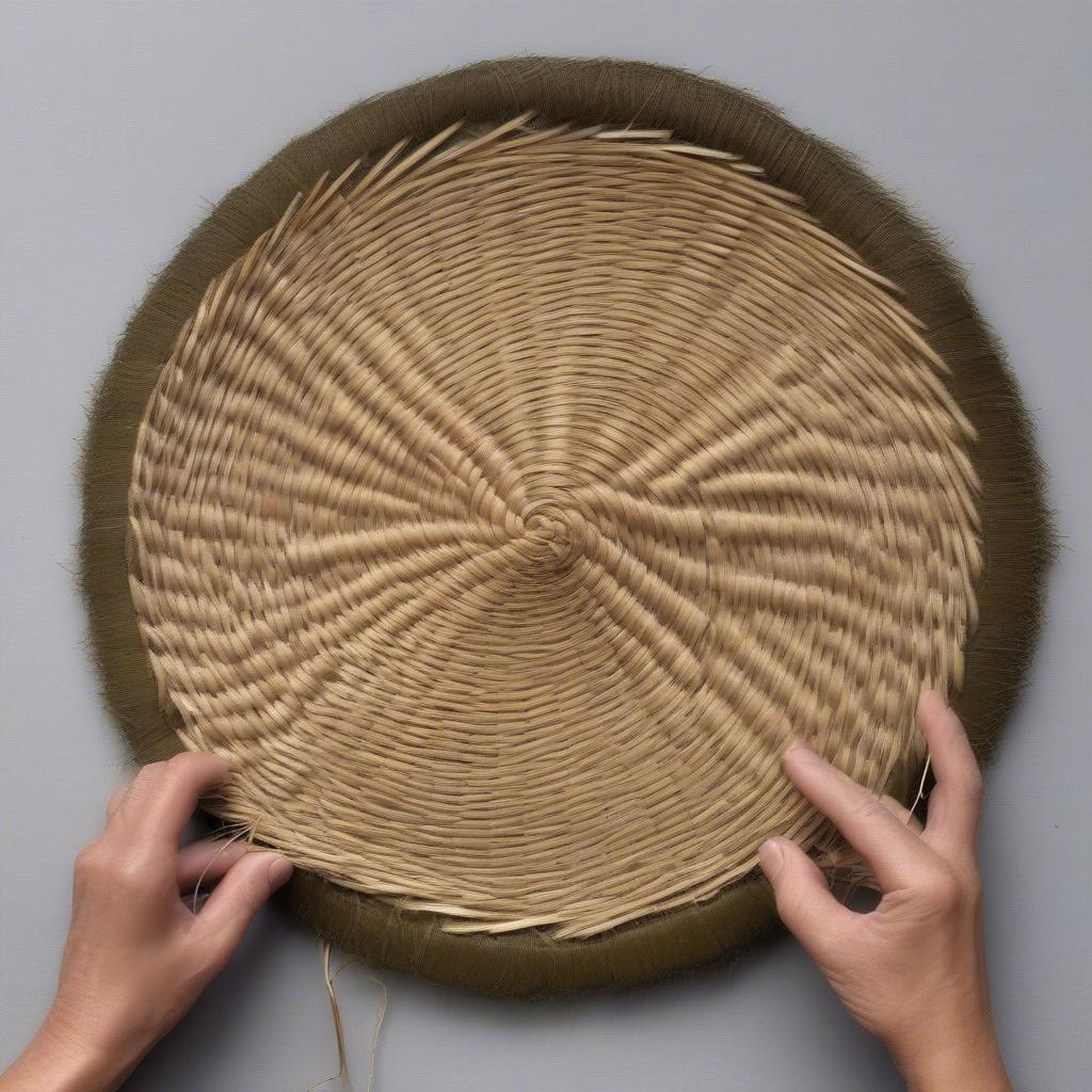 Weaving the Base of a Rush Hat