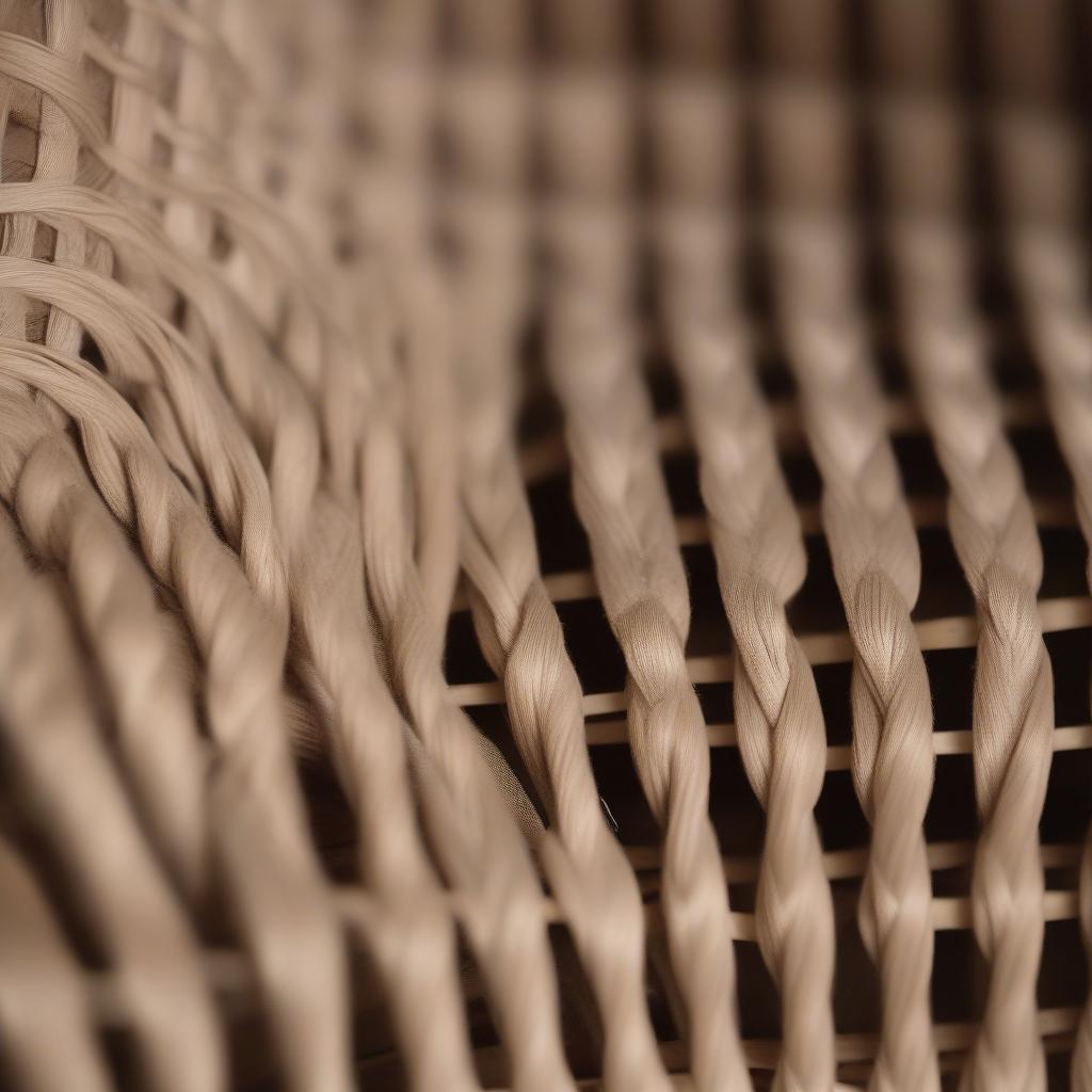 Close-up view of a Wegner Peacock chair highlighting the intricate seat weaving.