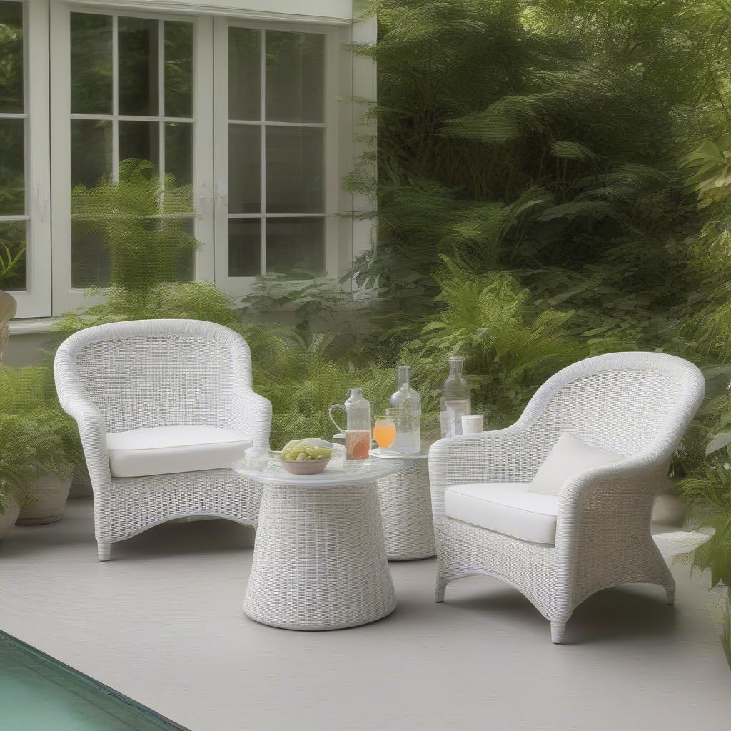 White Rattan and Wicker on a Patio