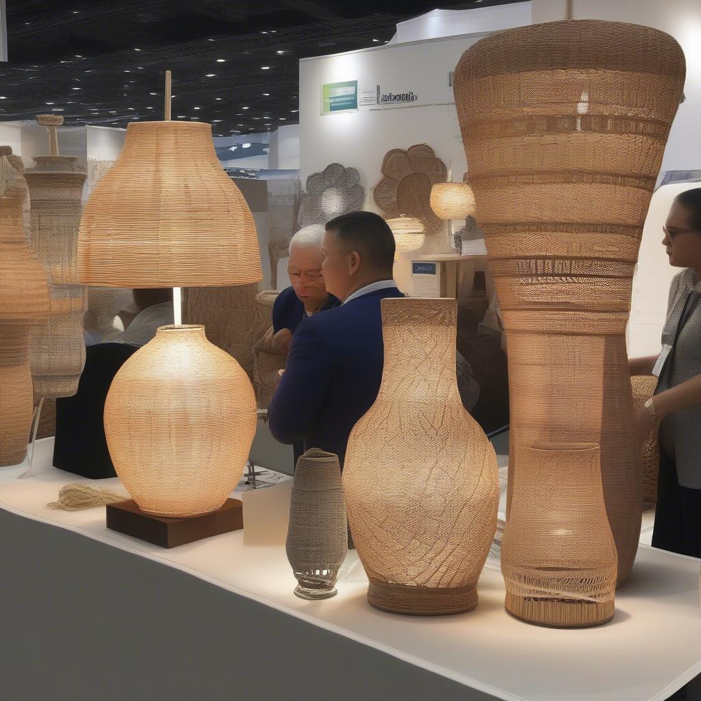 Wholesale Weave Table Lamps at a Trade Show