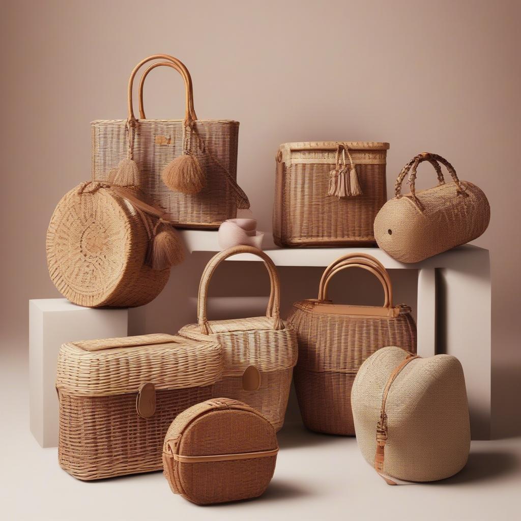 Showcase different styles of wicker and rattan bags