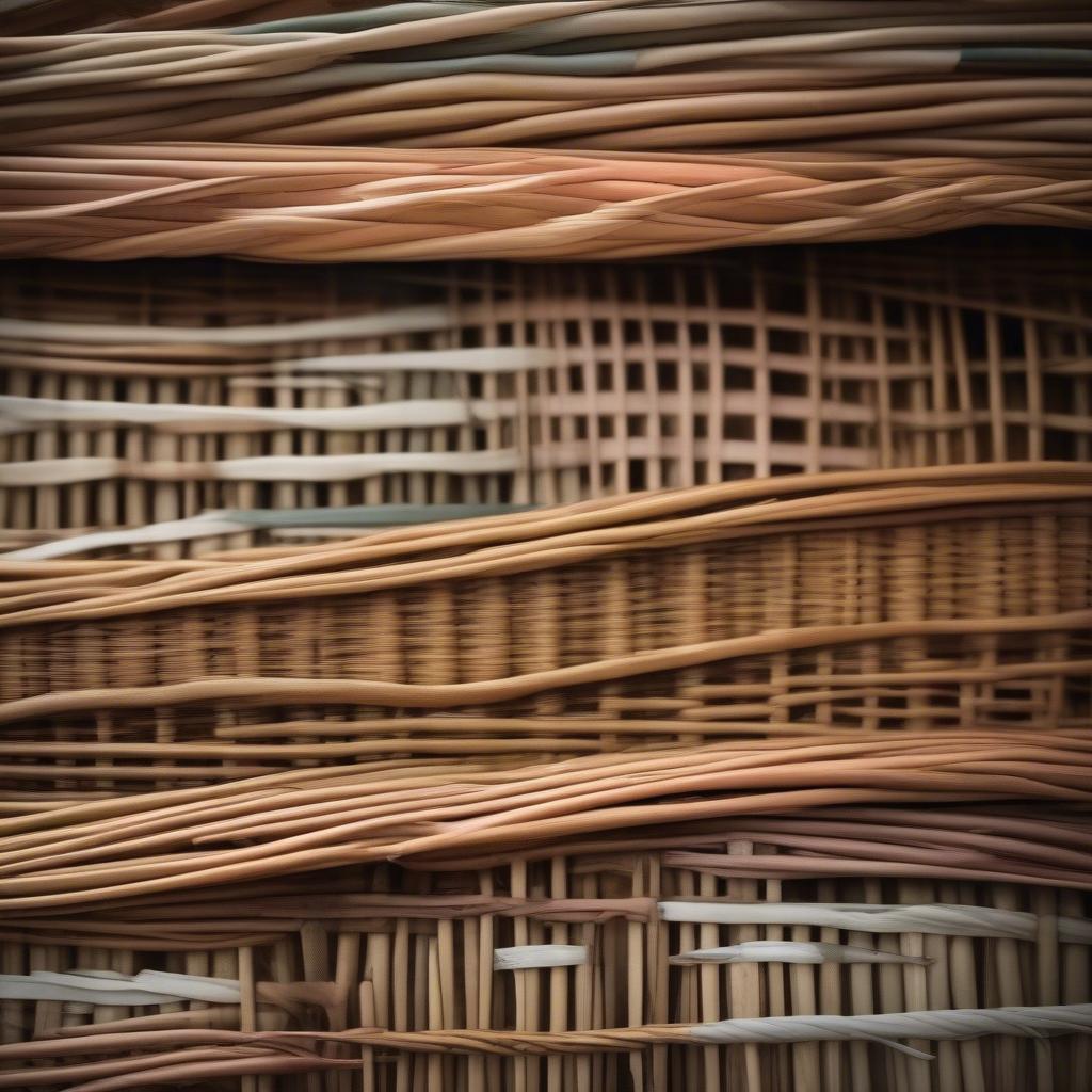 Close-up of Wicker and Rattan Materials Used in Baseball Hats