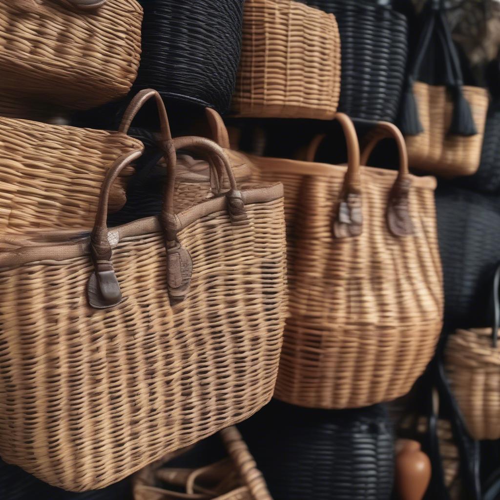 Wicker and Rattan Black Bags