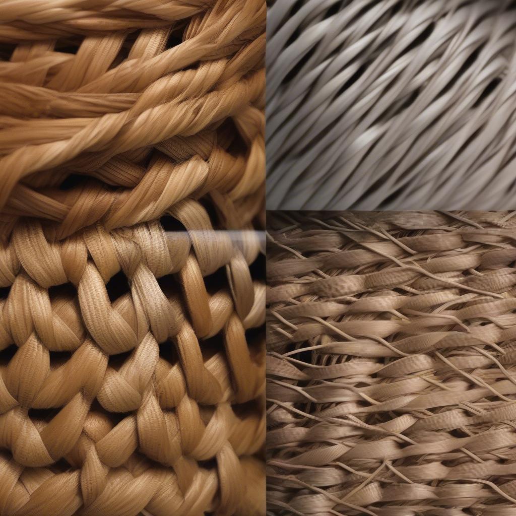 Close-up view of wicker and rattan materials, highlighting their distinct textures.