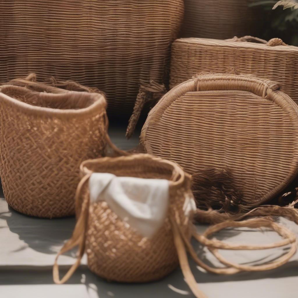 Sustainable harvesting of wicker for creating eco-friendly bags.