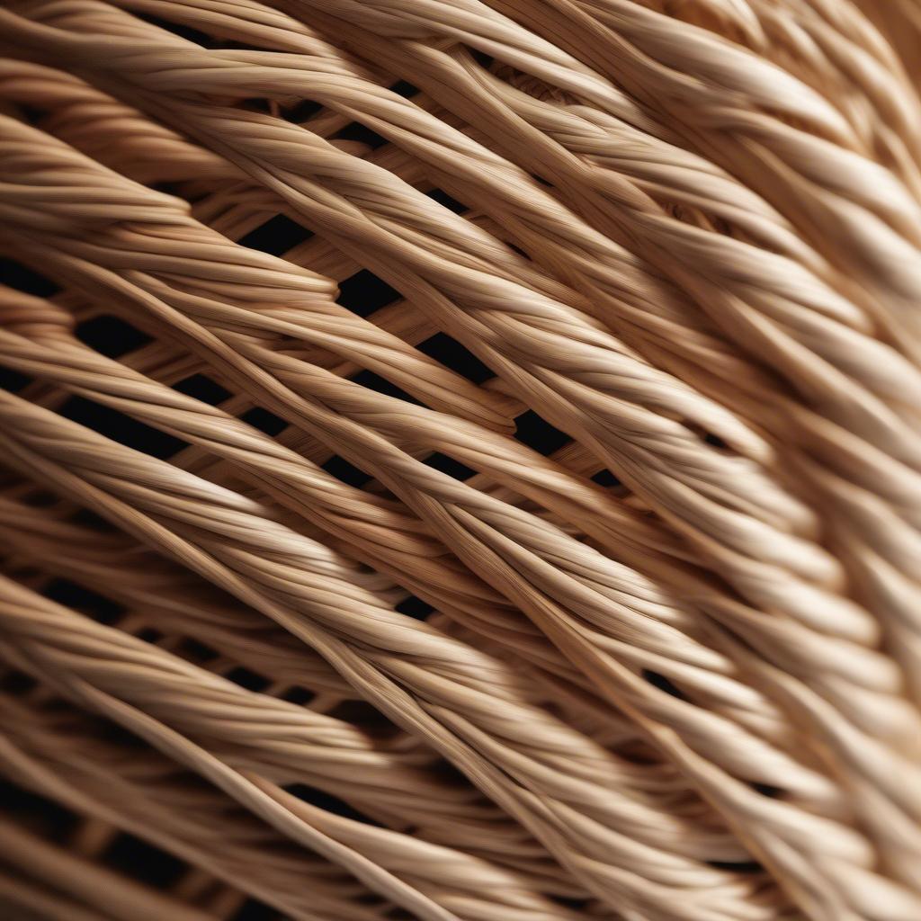 Close-up comparison of wicker and rattan materials used in twist weave lamps