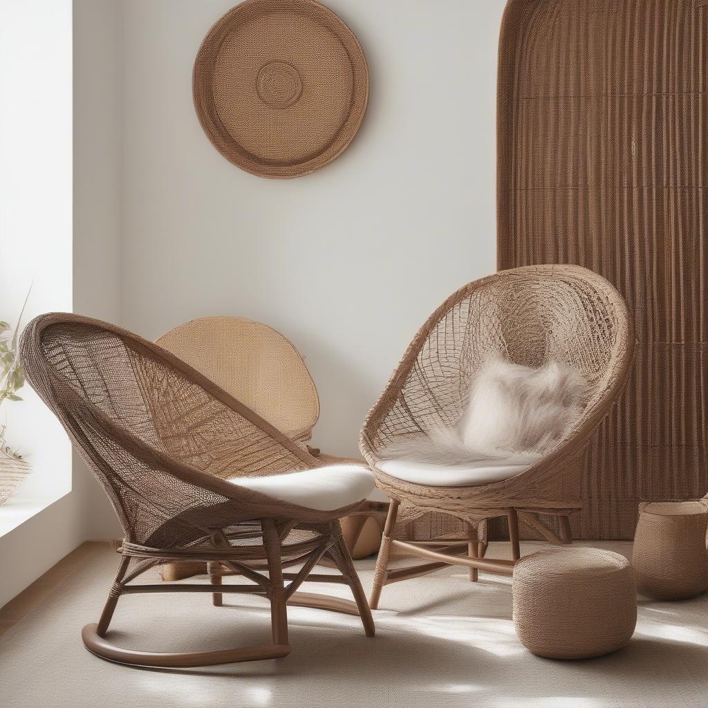 Wicker and Rattan Leitmotiv Chairs in a Living Room Setting