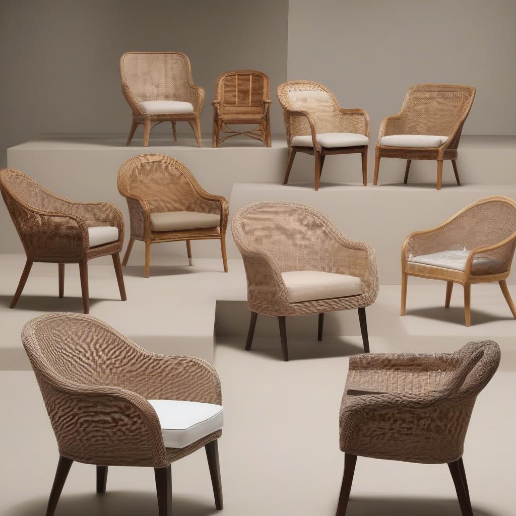 Wicker and Rattan Weave Dining Chairs