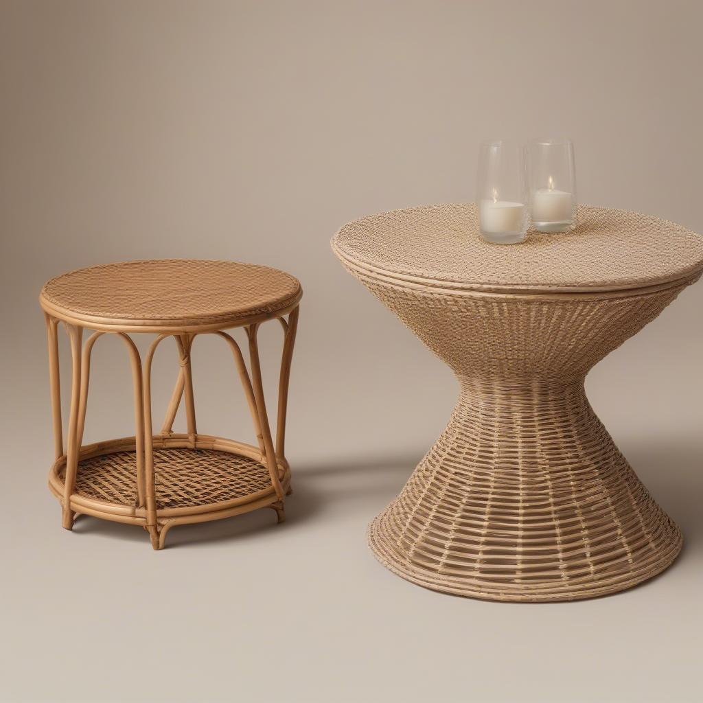 Comparison of wicker and rattan side tables