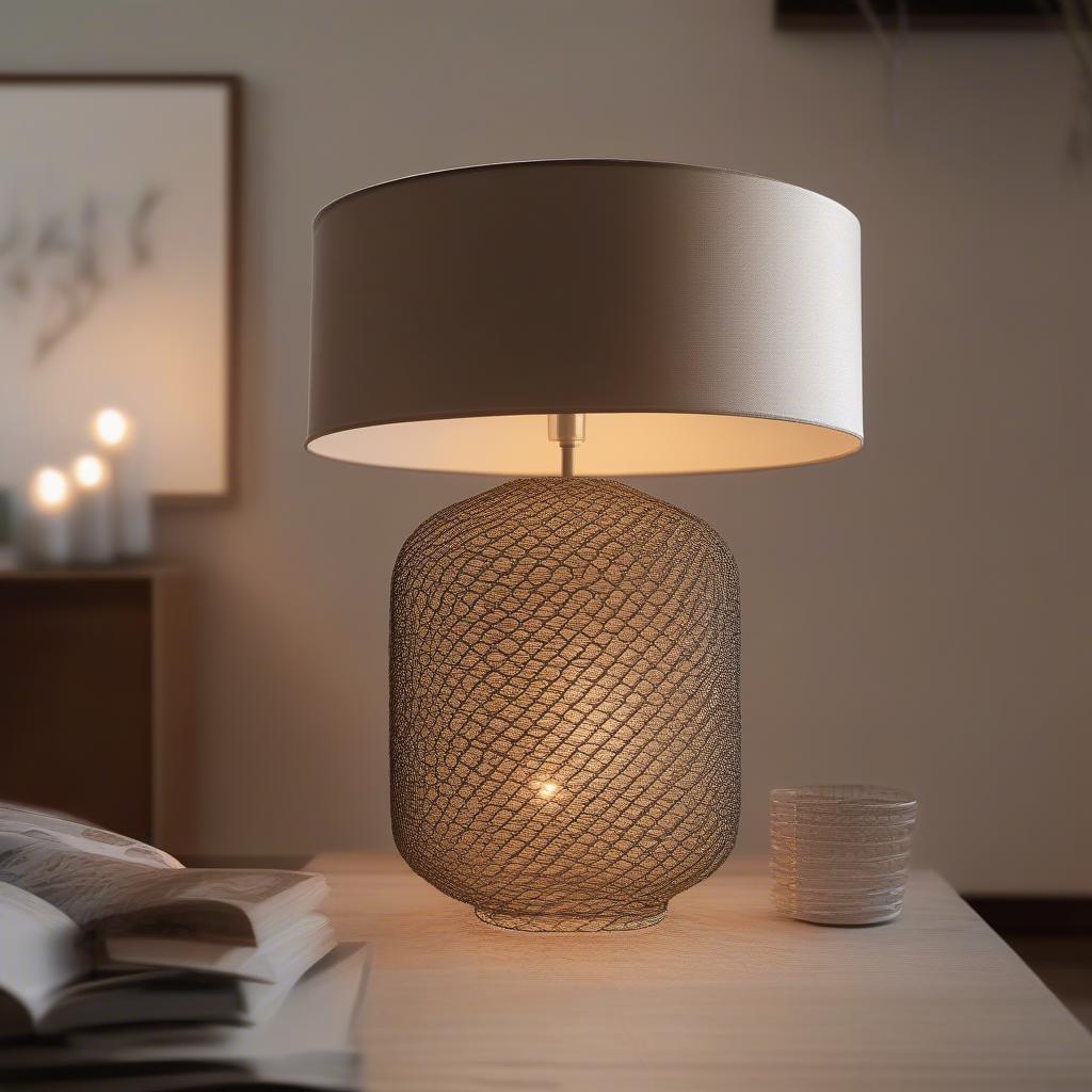 Wire Weave Table Lamp in a Living Room