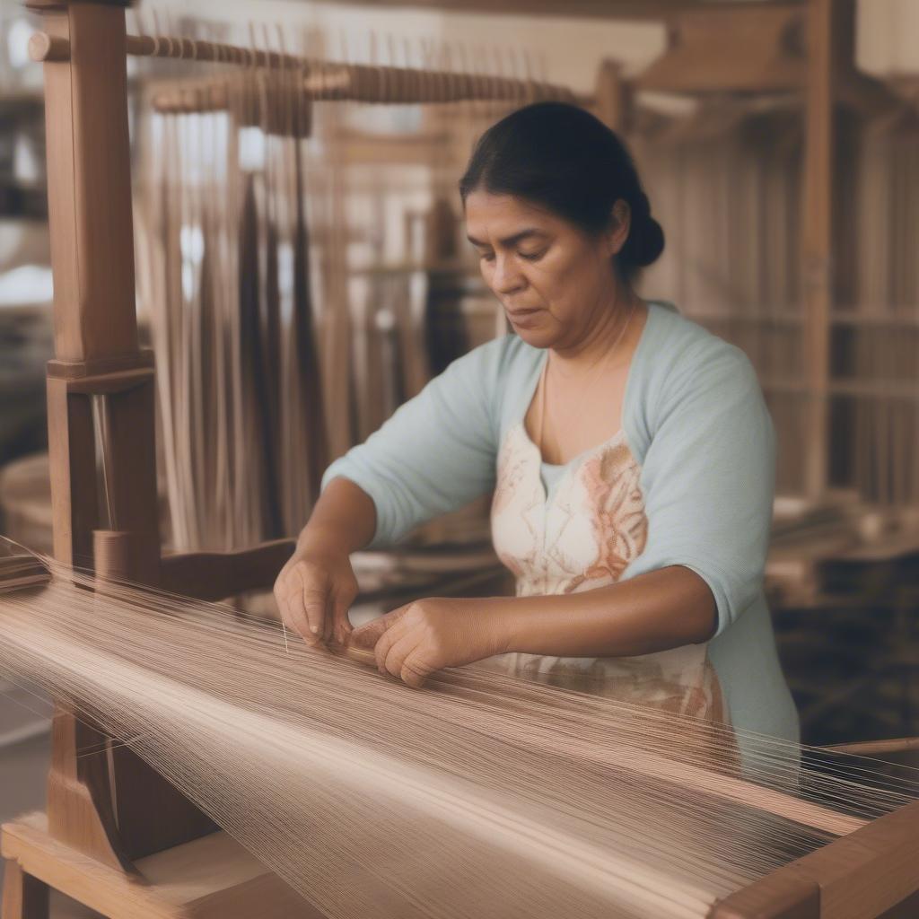 Setting up a table loom for weaving