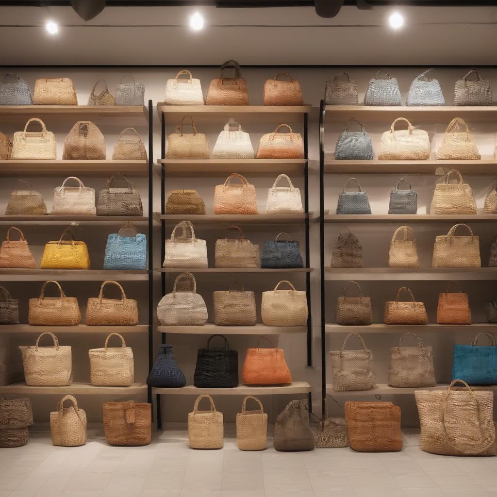 Woven Bags Displayed in a Retail Setting