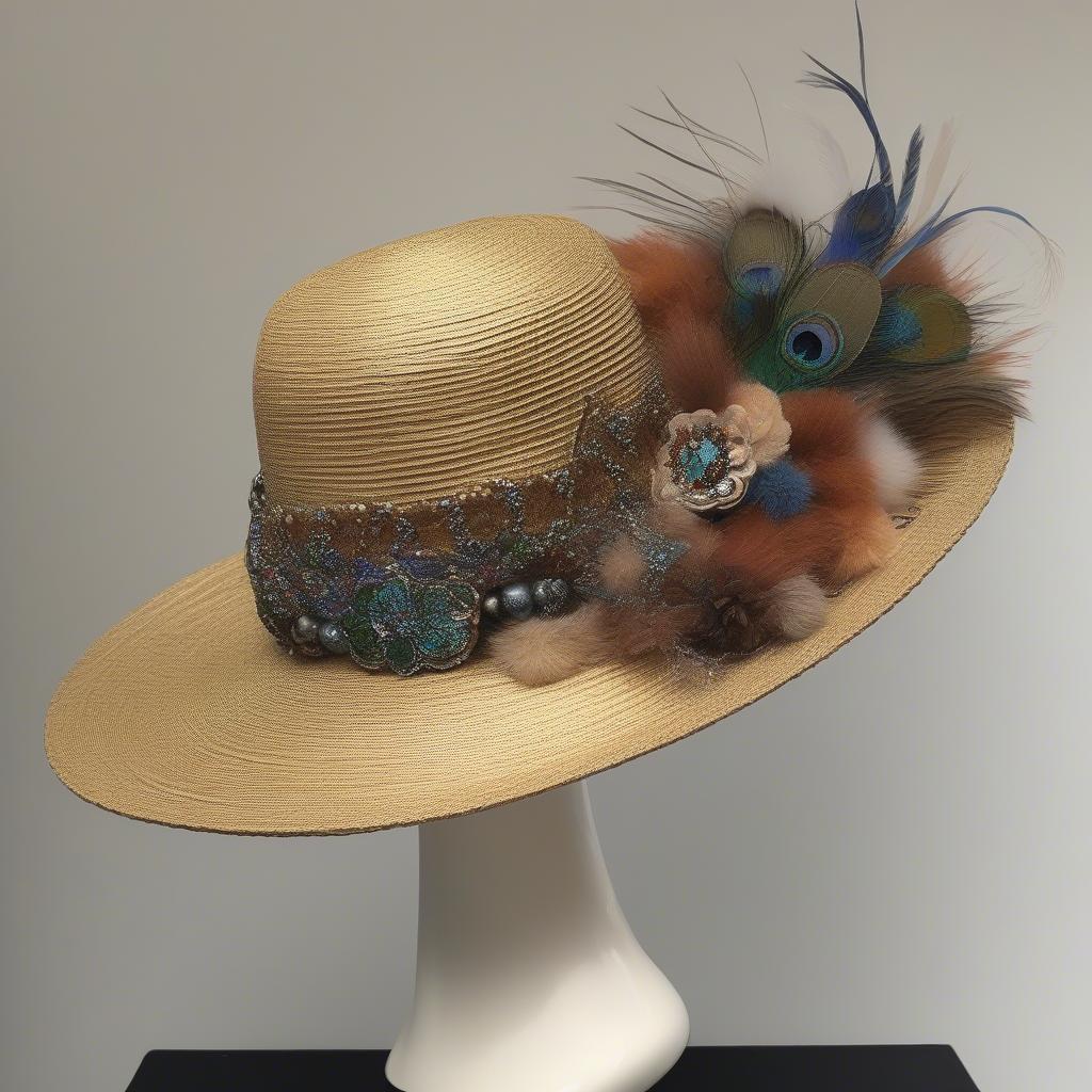 Embellishing a Woven Hat with Beads and Feathers