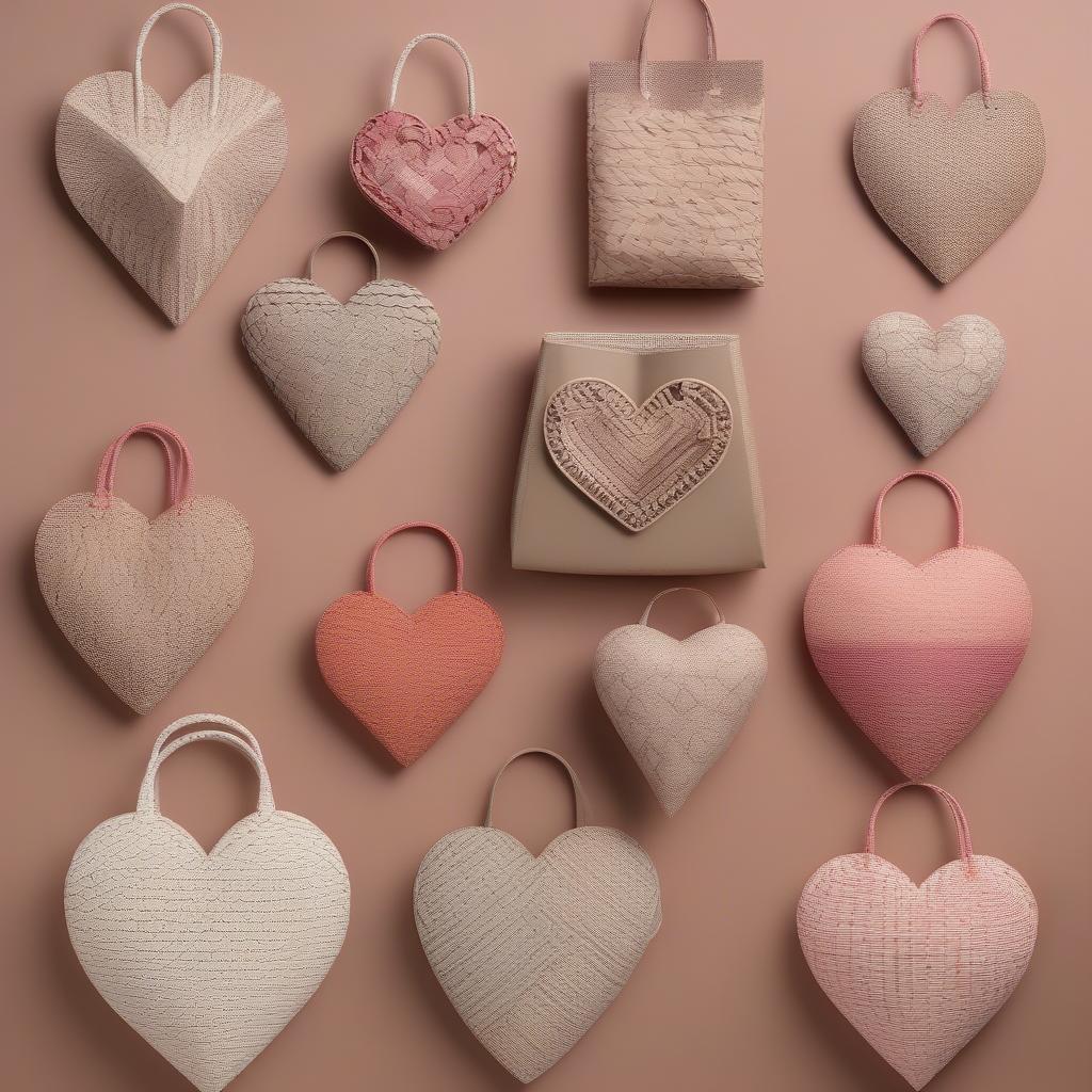 Variety of Woven Paper Heart Bags