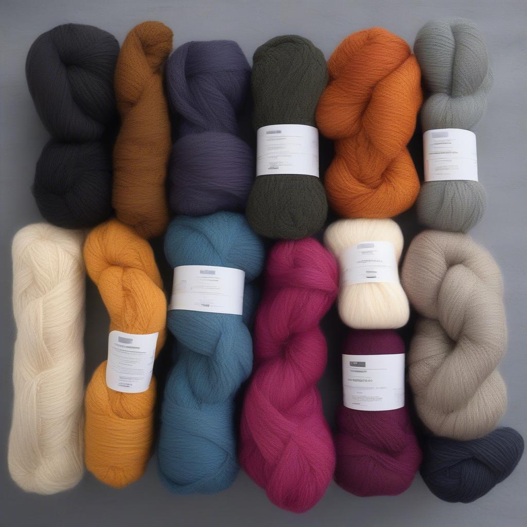 Various yarn options suitable for a basket weave scarf project