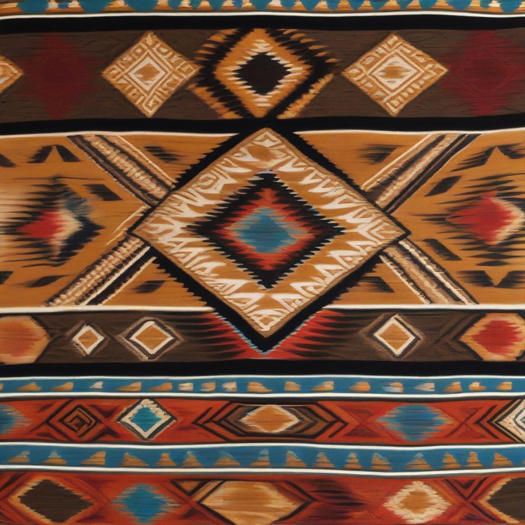 Zapotec table runner with diamond and animal motifs