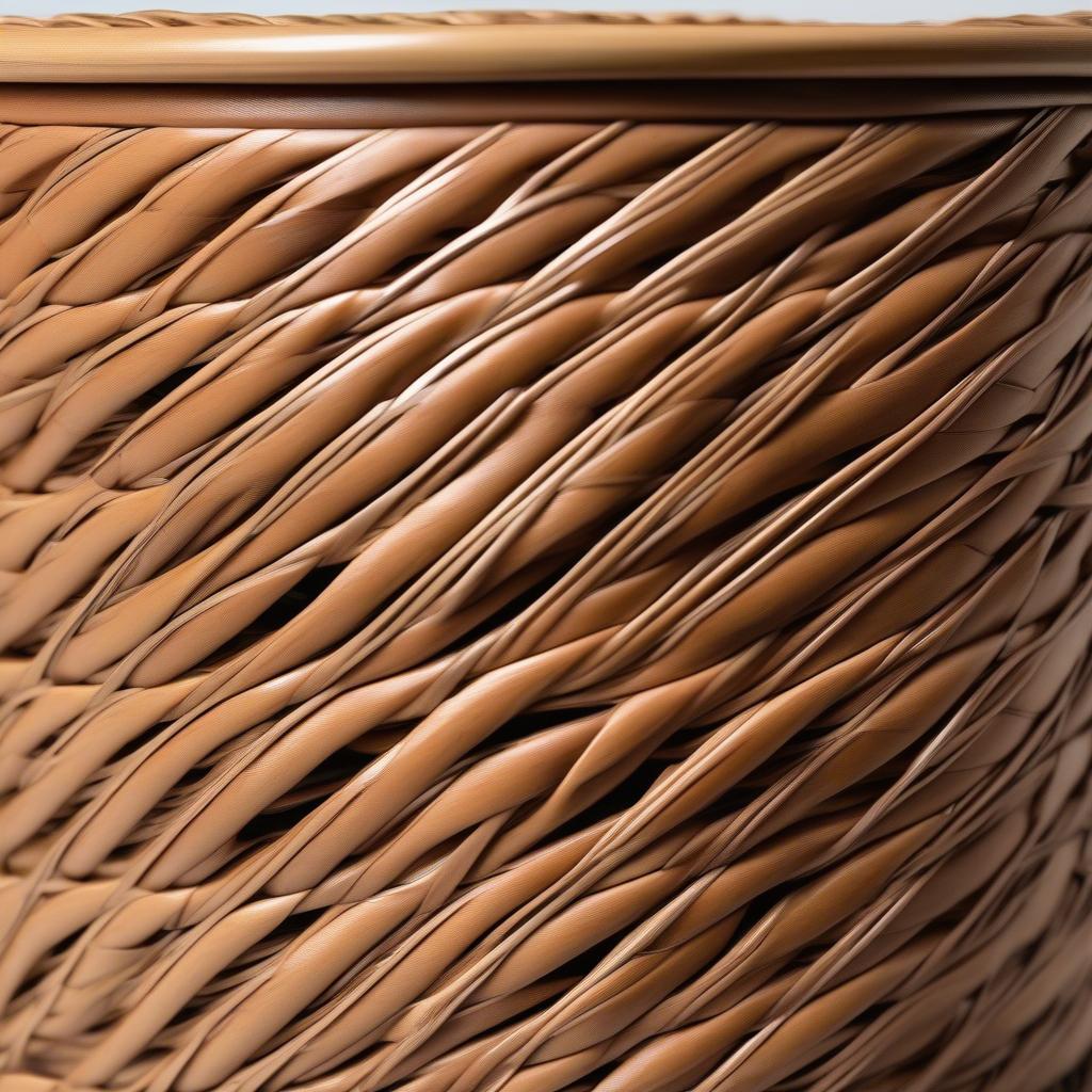 Close-up view of a 13 y weave basket showing the diagonal pattern