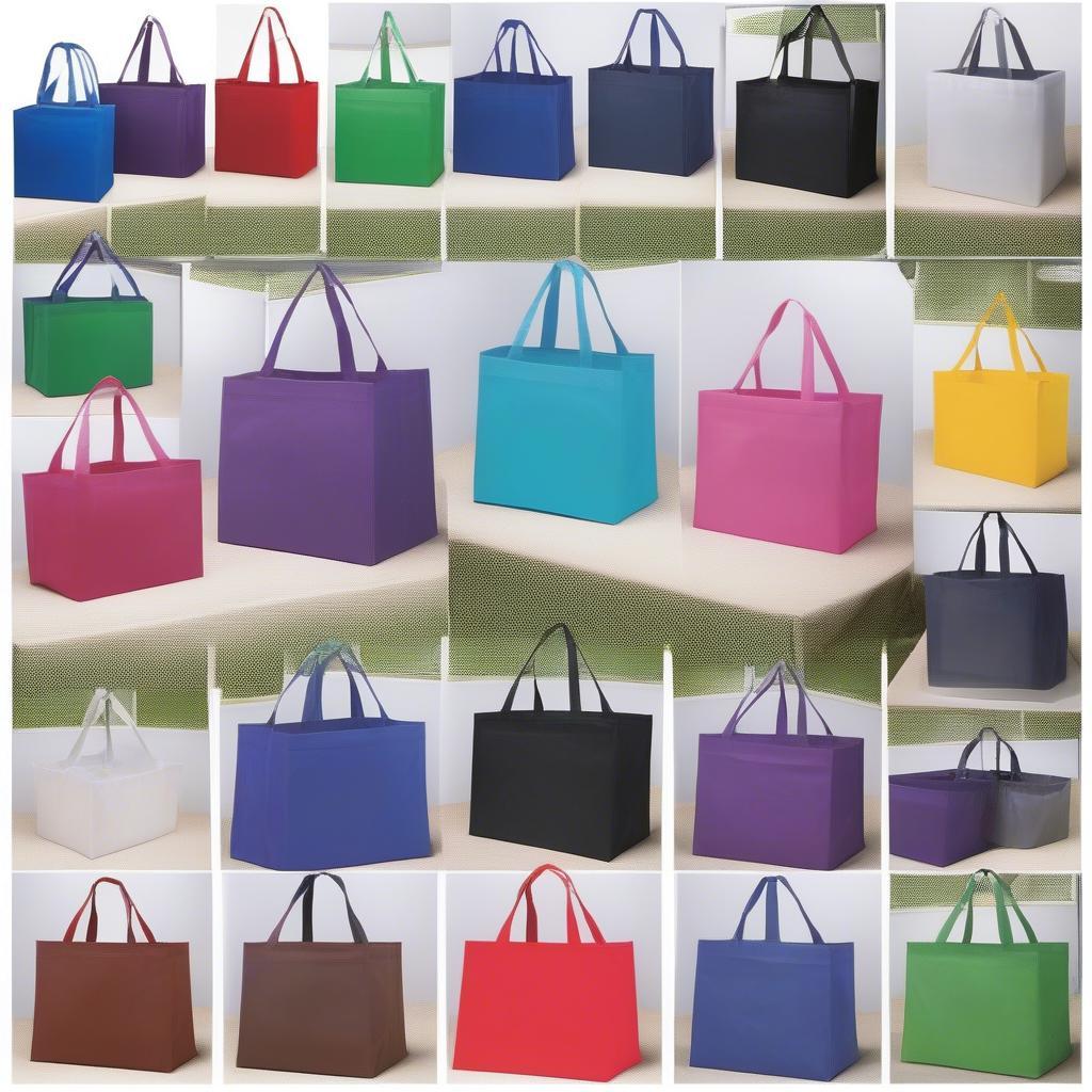 Various 16x16x10 Non Woven Tote Bags in Different Colors and Styles