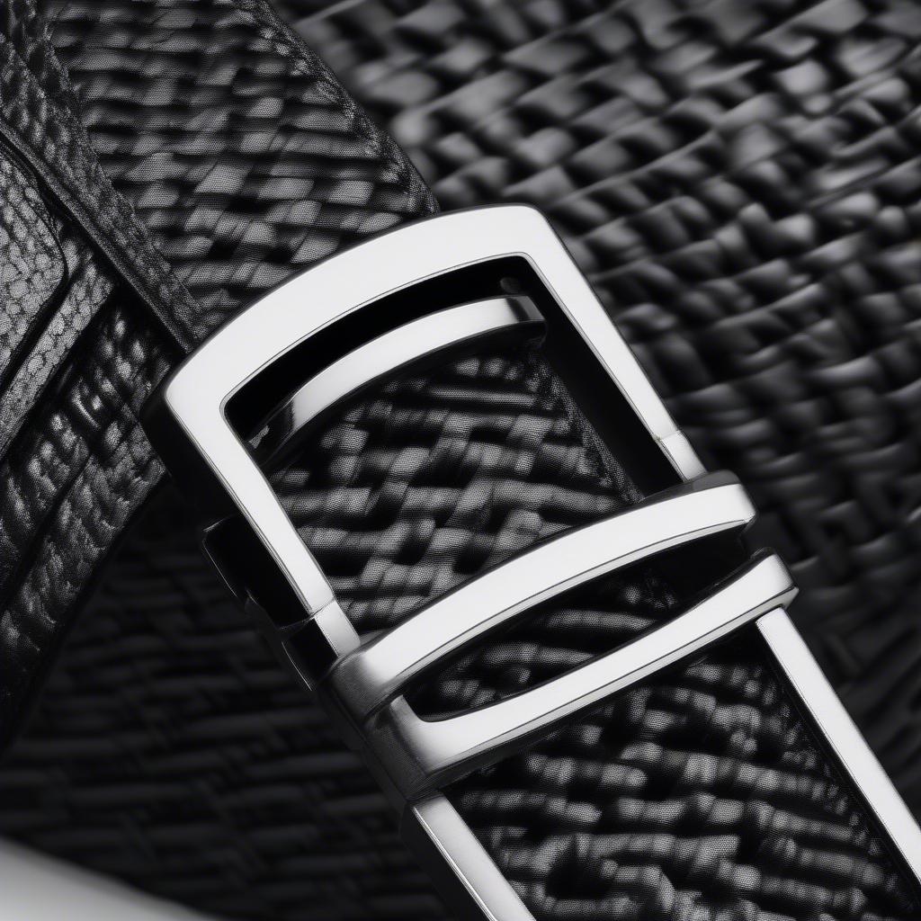 Close-up of a 2 inch basket weave duty belt with a Klio buckle