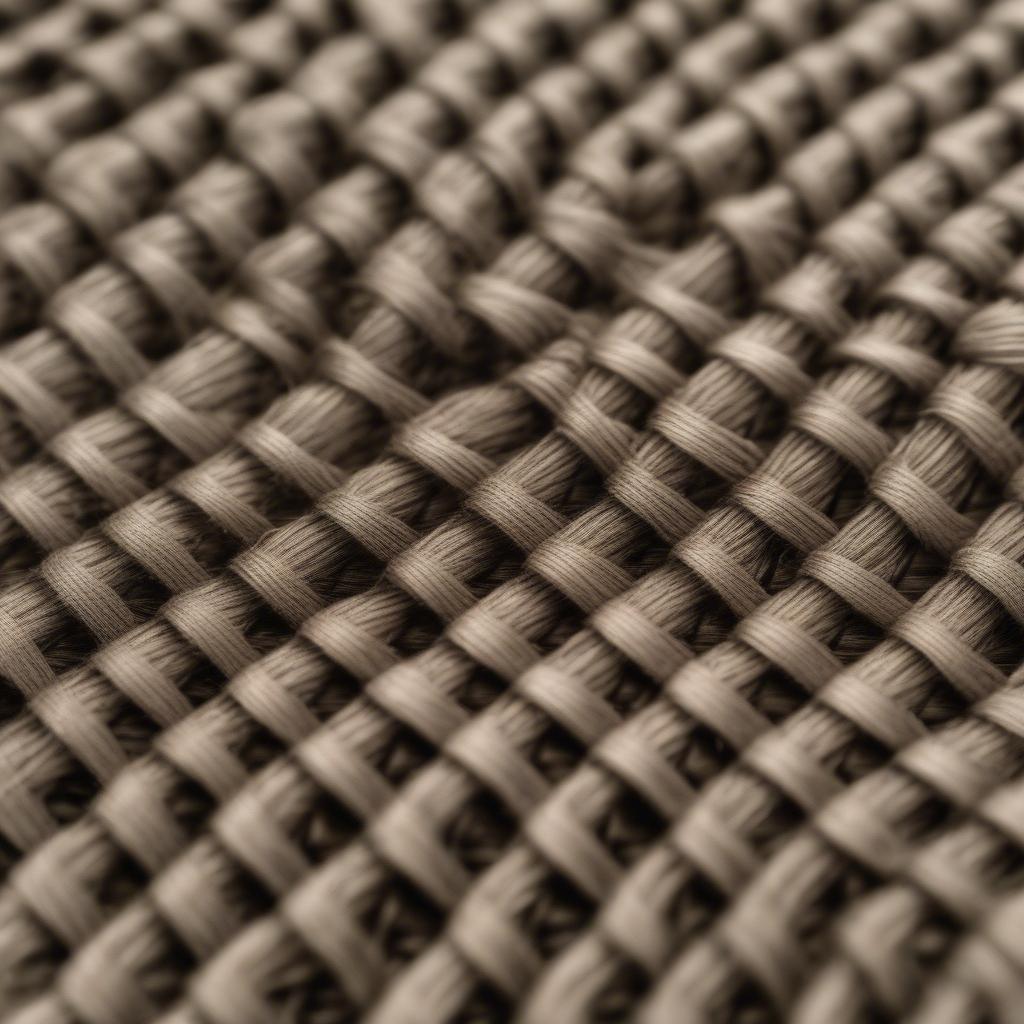 Close-up view of the 2x2 basket weave structure, clearly showing the over-under pattern of warp and weft threads forming the characteristic checkered squares.