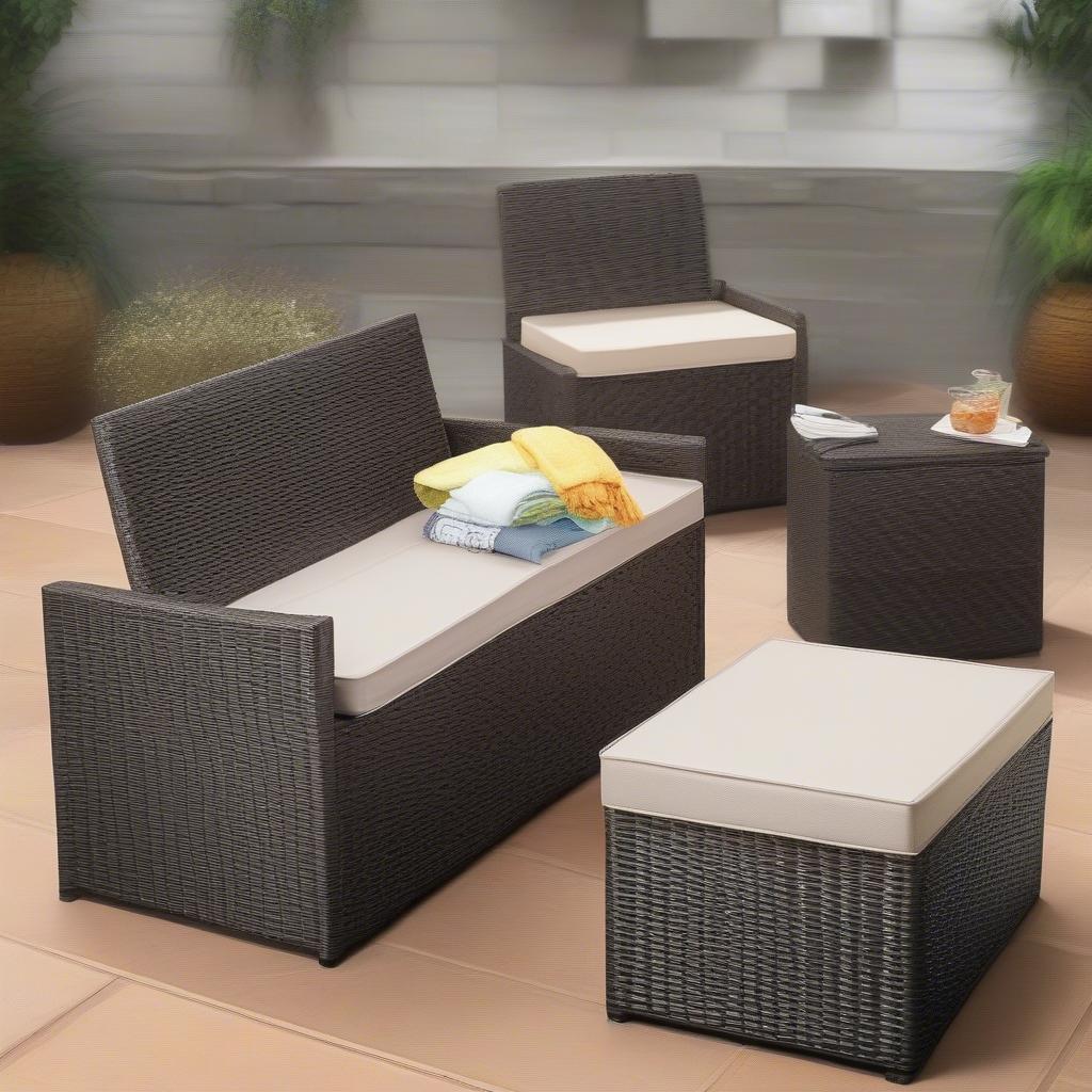 Different Styles of 3 Gal Chic Basket Weave Patio Storage Benches