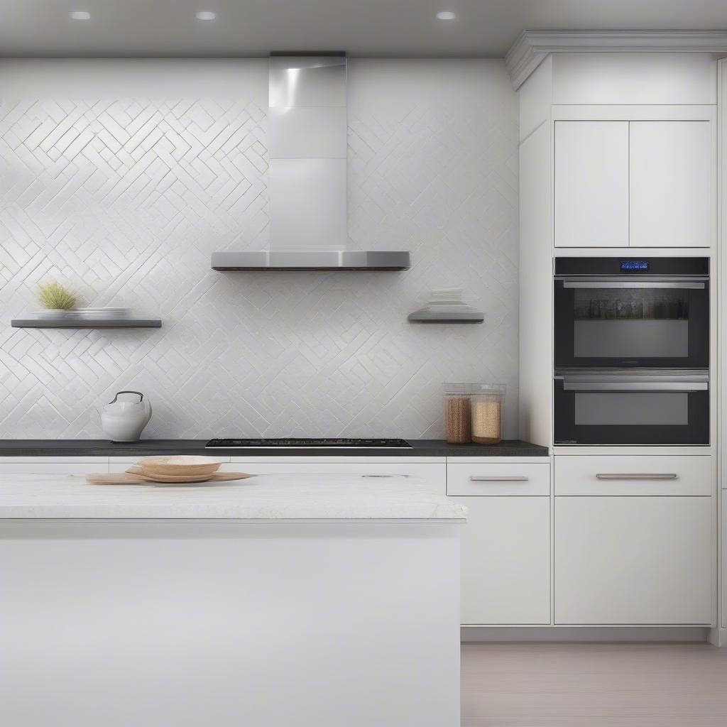 3D Basket Weave Tile Kitchen Backsplash