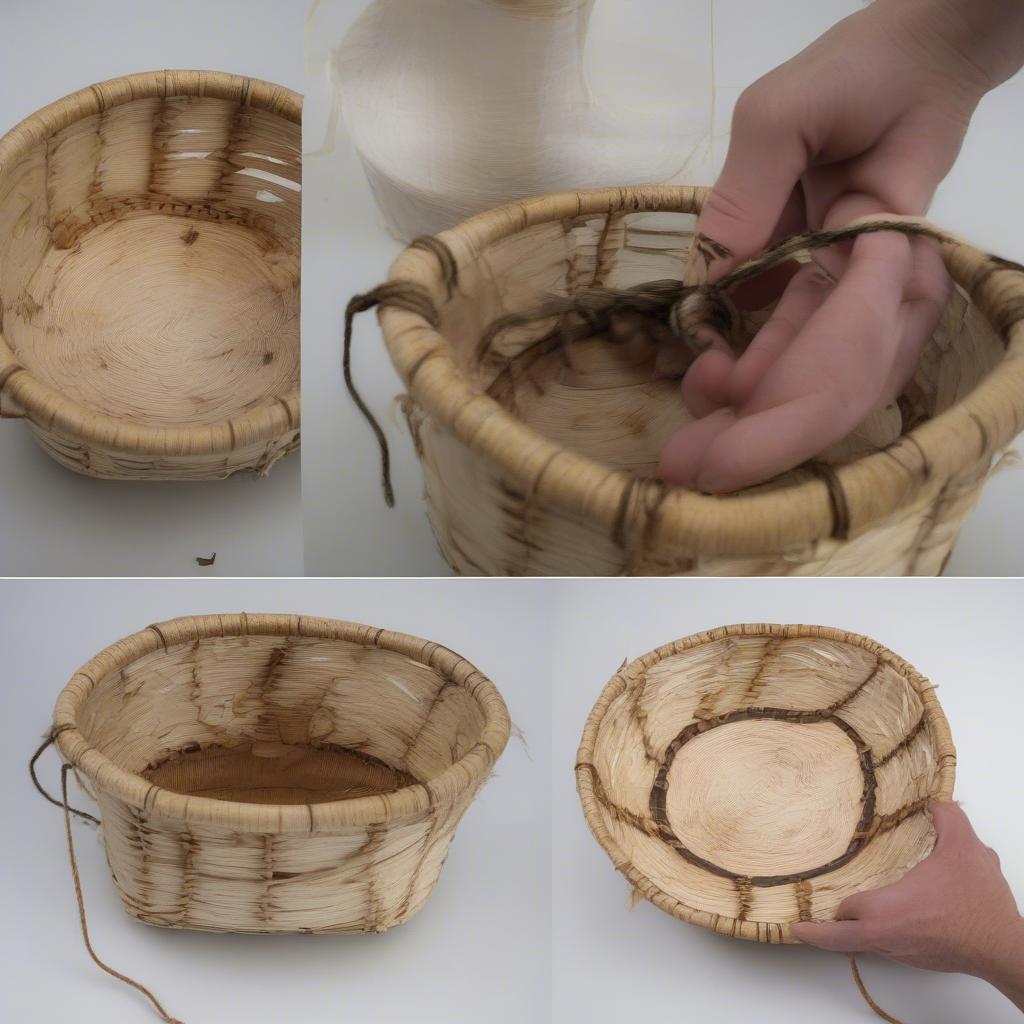 Adding Rim and Handles to Birch Bark Basket