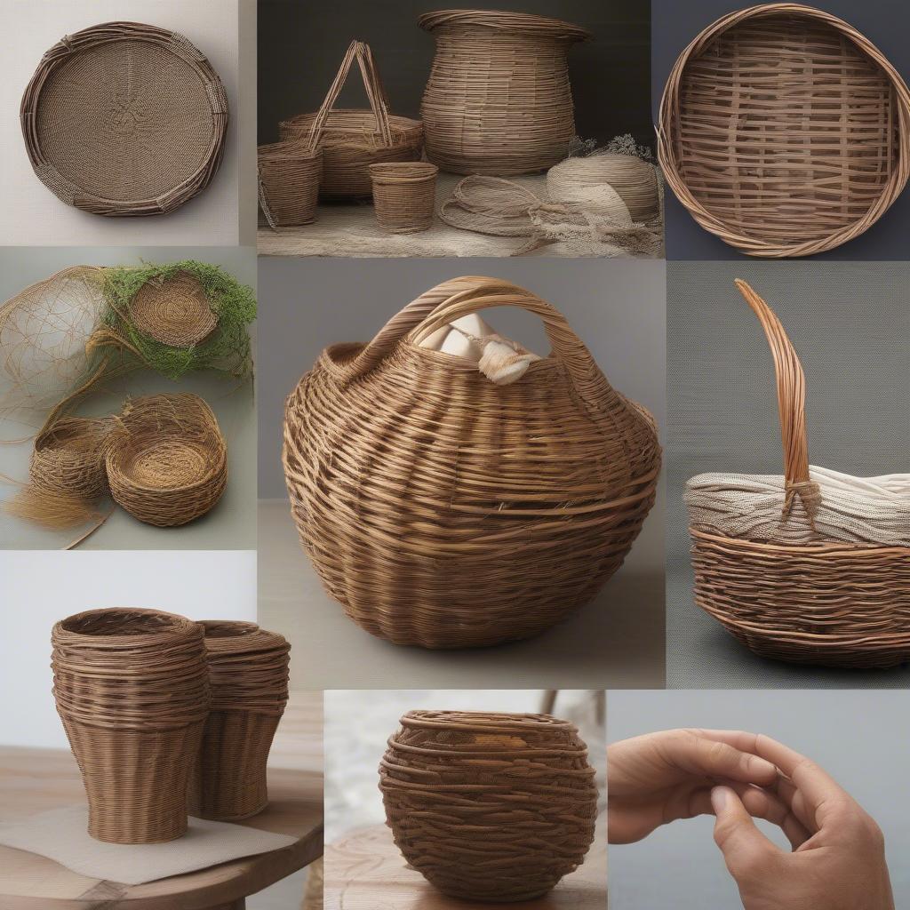 Advanced Willow Basketry Techniques: Examples of twining, waling, and decorative borders.