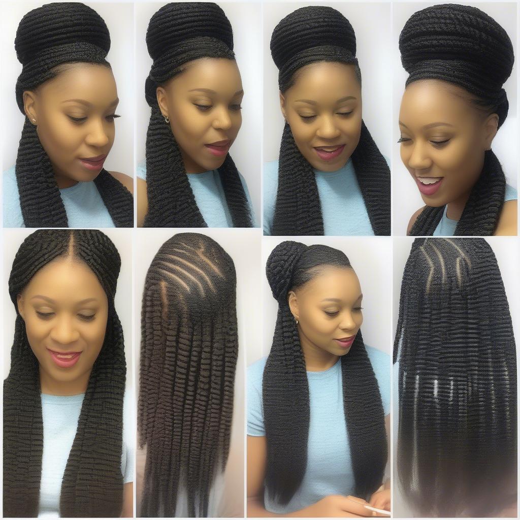 Step-by-step tutorial showing how to create African American basket weave braids.