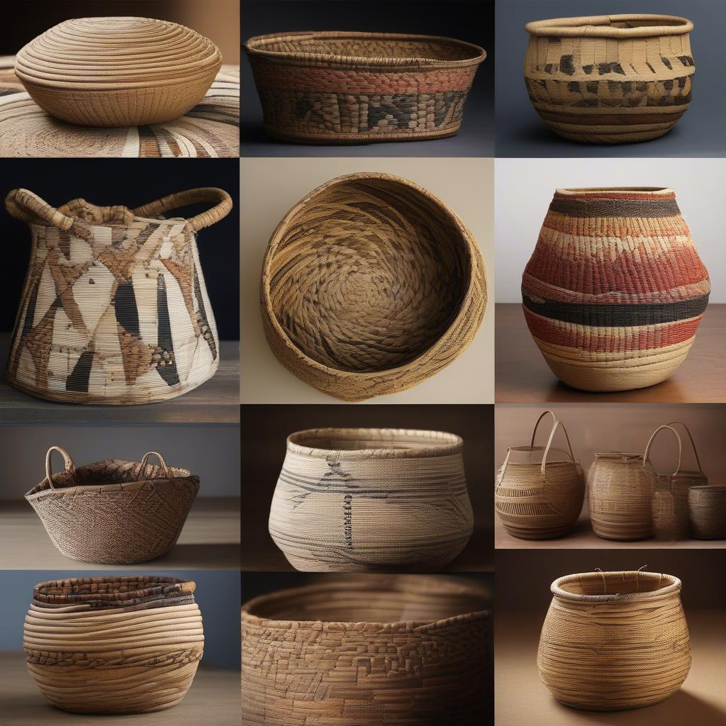 Various African basket weaving techniques and patterns.